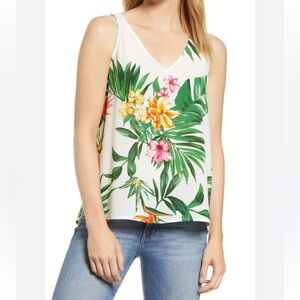 Gibson Carmel Floral Print V-Neck Halter Top‎